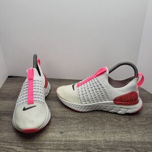 Nike React Phantom Run Flyknit 2 Shoes Women's Sz 6.5 White Pink Running Sneaker